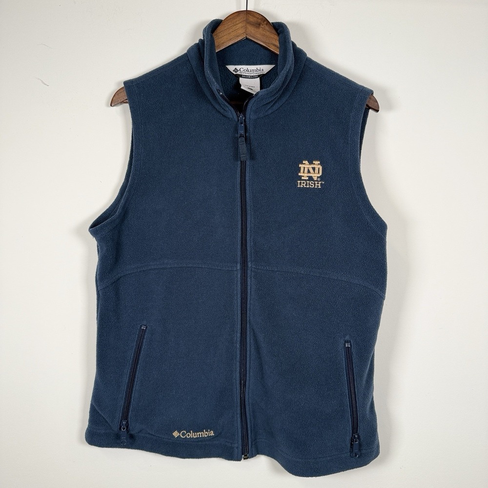 Columbia Women's Fleece Vest Note‎ Dame Irish Logo Blue Size Large College